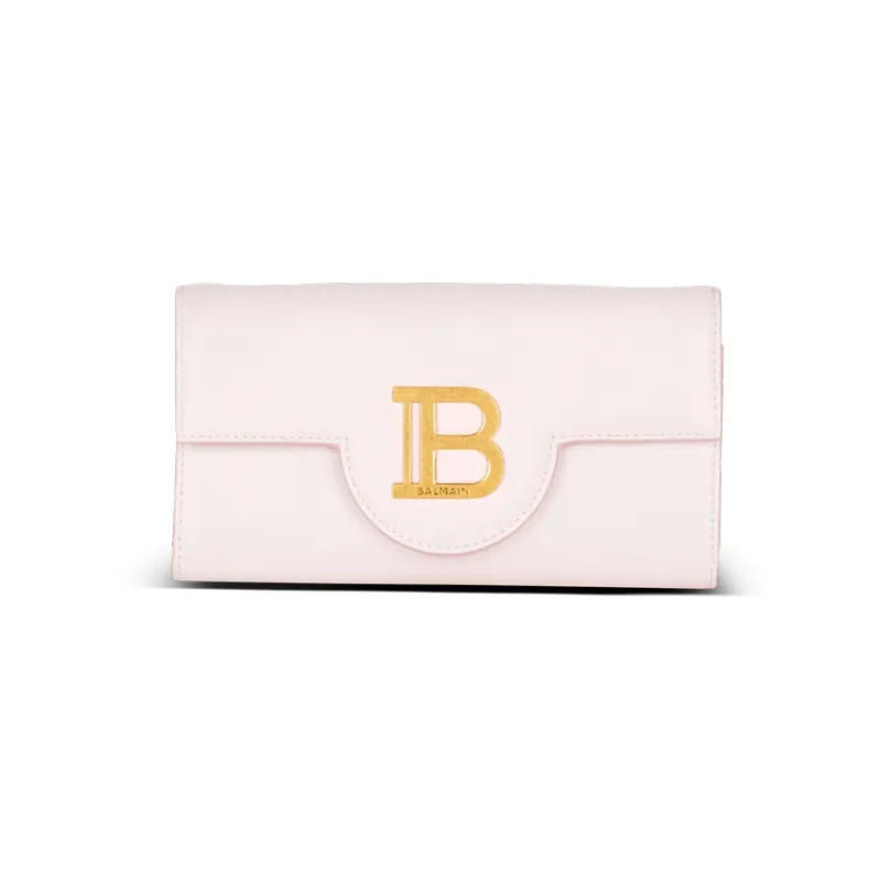 BALMAIN B-BUZZ Leather Wallet Women's Pink-0