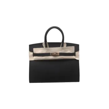 HERMES Birkin Epsom Leather Birkin Bag Handbag External Stitching Women's Noir Black