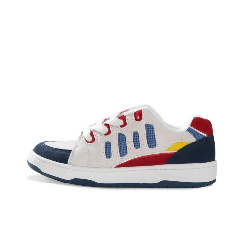 Ollieskate Skateboard Shoes Unisex Low-Top White/Blue/Red/Yellow