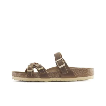 Birkenstock Franca Braided Natural Leather Oiled Narrow Fit Sandals 'Cognac' Women's