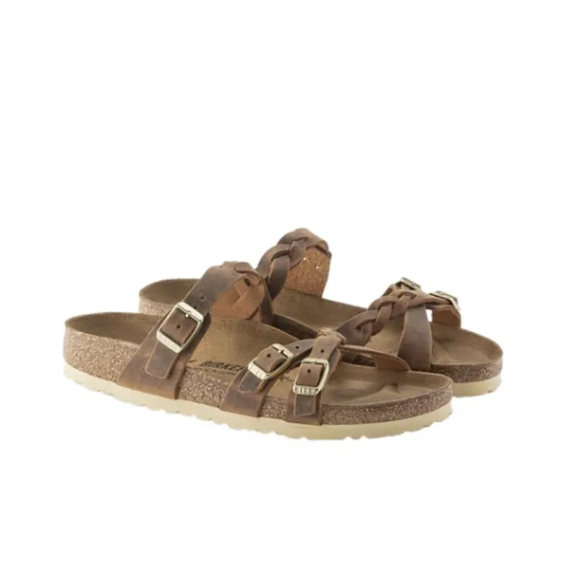 Birkenstock Franca Braided Natural Leather Oiled Narrow Fit Sandals 'Cognac' Women's-2