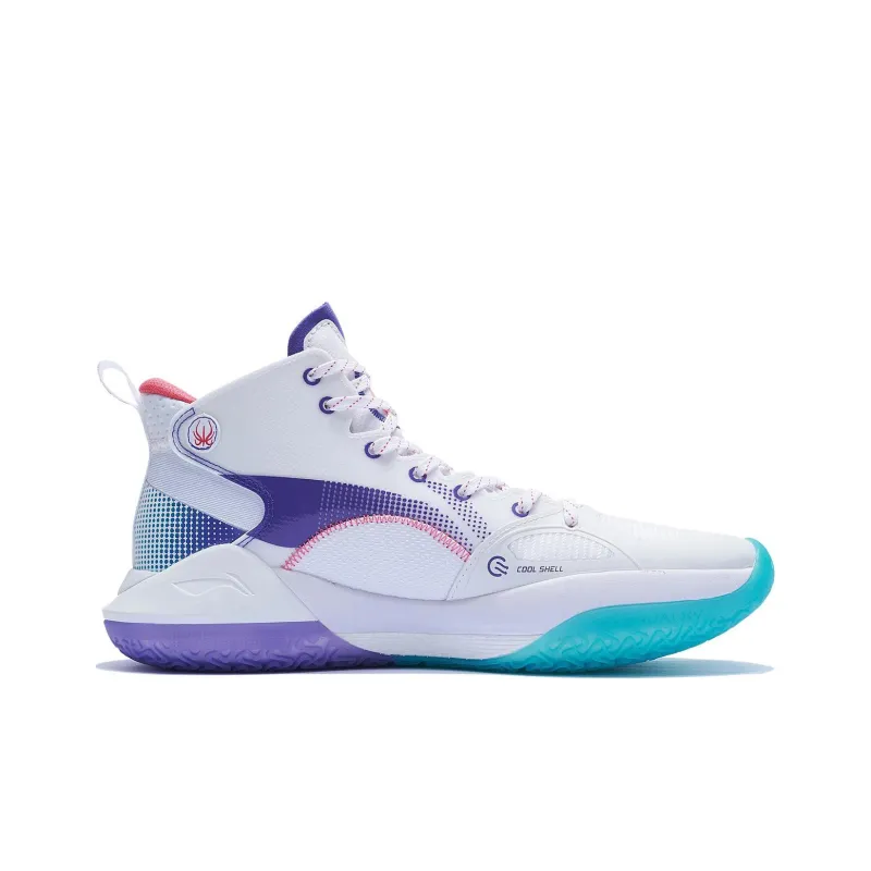 LiNing YuShuai 15 Cushioning Anti Slip And Wear Resistant High Top Basketball Shoes Men's White Blue-1