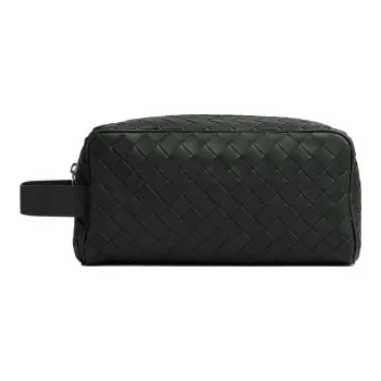 Bottega Veneta Cow Leather Clutch Travel Bag Men's Dark Green/Cave Stone Green