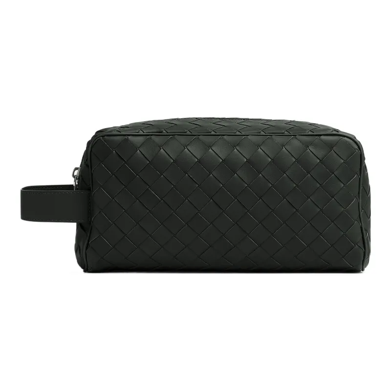 Bottega Veneta Cow Leather Clutch Travel Bag Men's Dark Green/Cave Stone Green-0