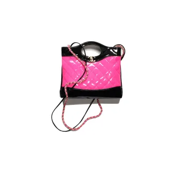 CHANEL Calf Patent Leather Shoulder Bag, Crossbody Bag, Handbag Mini Women's Pink/Black