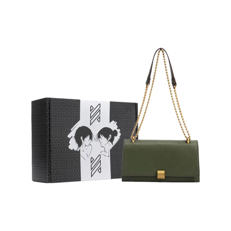 NOMK PU Baguette Bag Chain Small Square Bag Shoulder Bag Crossbody Bag Women's Green/Black/Burgundy-6