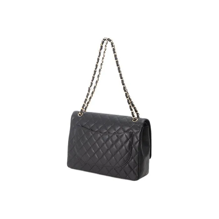 CHANEL Grain Embossed Cow Leather Zippered Crossbody Bag, Shoulder Bag Extra Large Women's Black-3