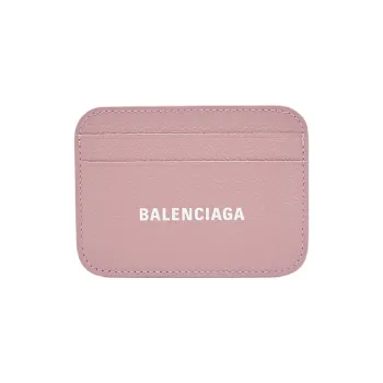 Balenciaga Logo Print 4 Card Slots 1 Slip Pocket Cash Card Holder Pink/White