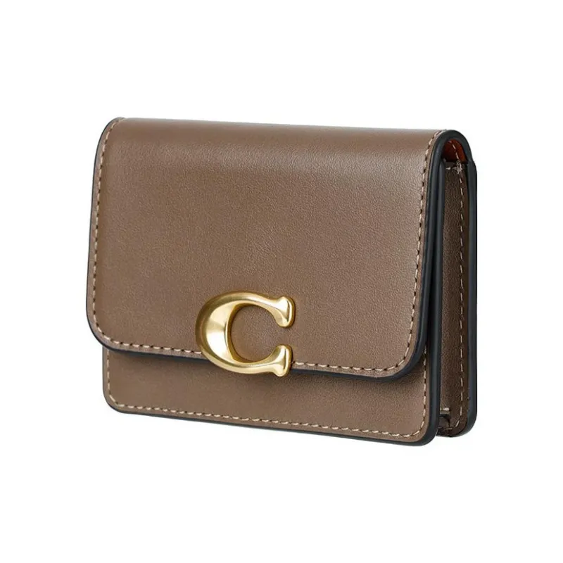 COACH Bandit Cow Leather Card Holder Wallet Regular Unisex Brown Wood-1