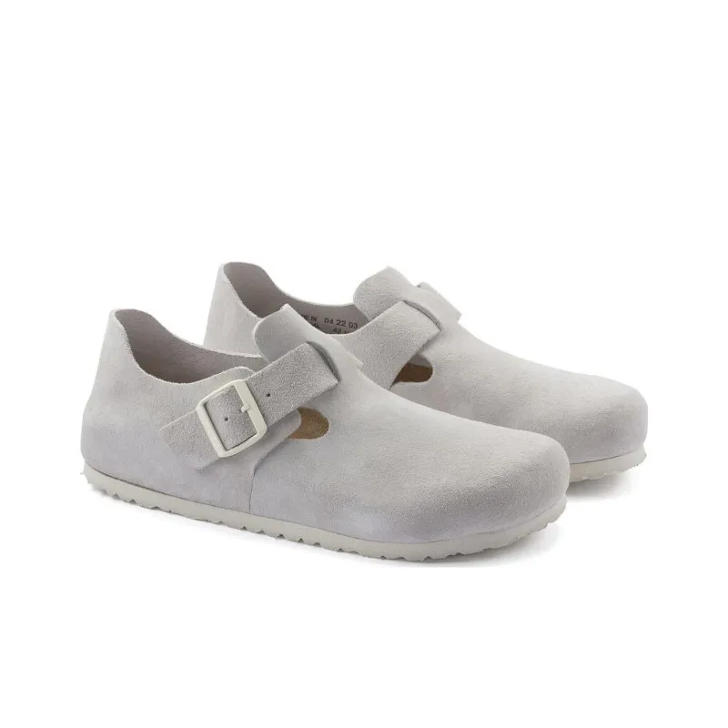Birkenstock London Suede Leather Narrow Fit 'Antique White'-2