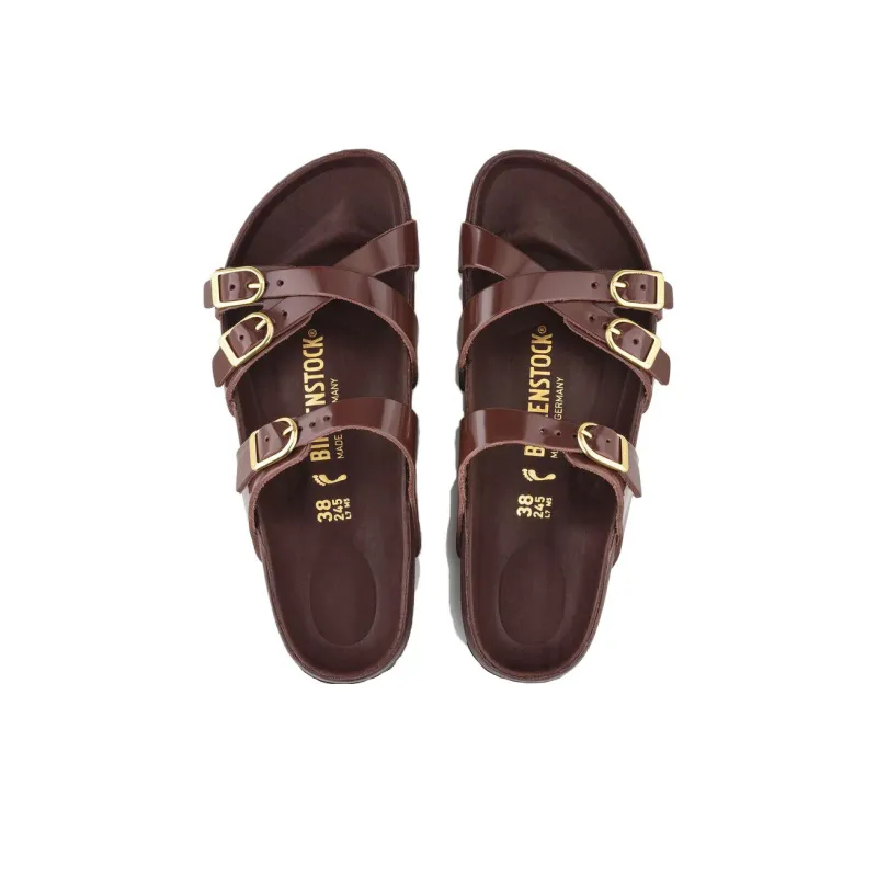 Birkenstock Franca Natural Leather Patent Narrow Fit 'High Shine Chocolate' Women's-3