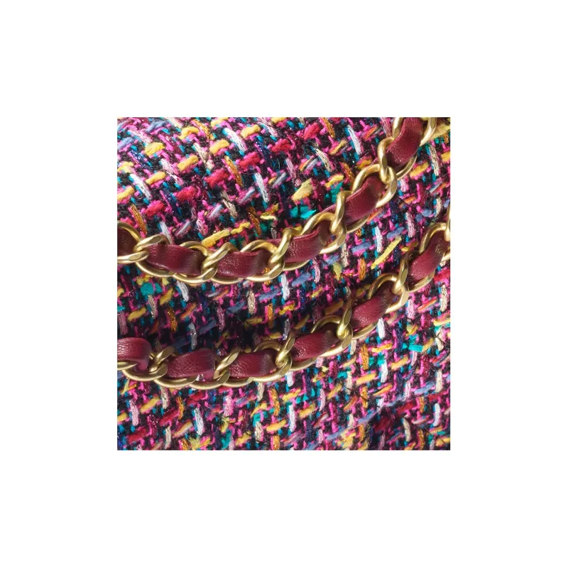 CHANEL Classic Flap CF Wool Twill Soft Woolen Shoulder Bag, Crossbody Bag Women's Multicolor-2