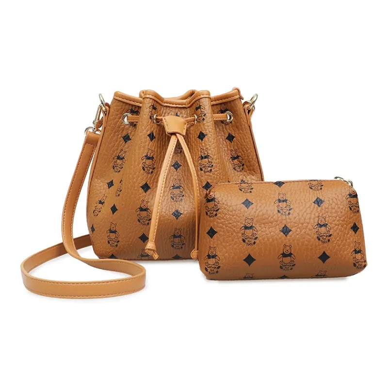 Disney Winnie The Pooh Series PU Bucket Bags Crossbody Bag Shoulder Bag Women's Tan-0