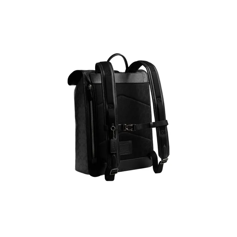 COACH Canvas With Calfskin Backpack Tubas Men's Black-1