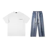 Set (White Short-Sleeved+Dark Blue Jeans)