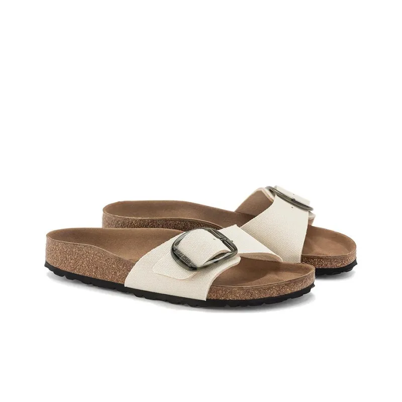 Birkenstock Madrid Vegan Big Buckle Textile Narrow Fit Sandals 'Eggshell' Women's-2