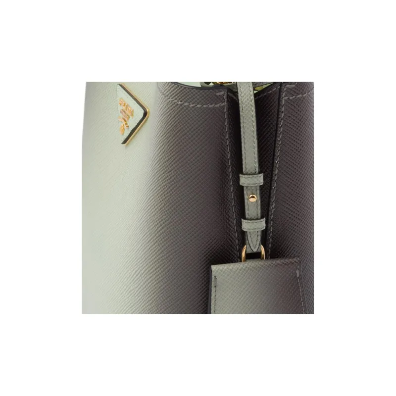 PRADA Panier Leather Shoulder Bag Crossbody Bag Handbag Small Size Women's Gradient Green-4