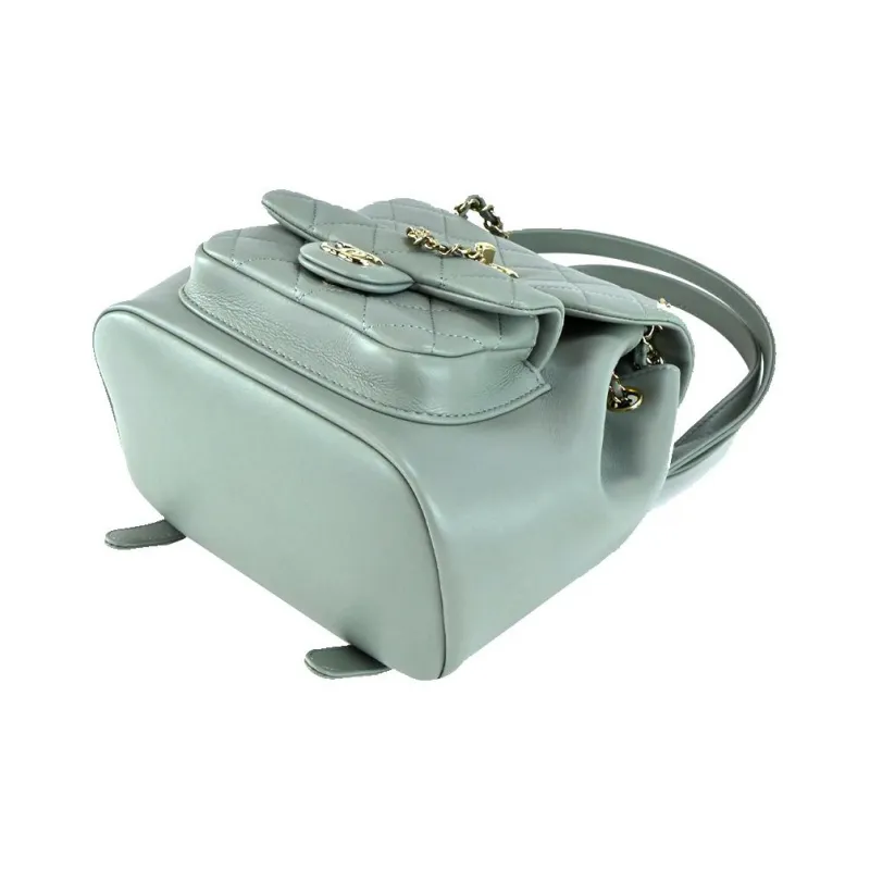 CHANEL Duma Cow Leather Backpack Women's Gray Green-4
