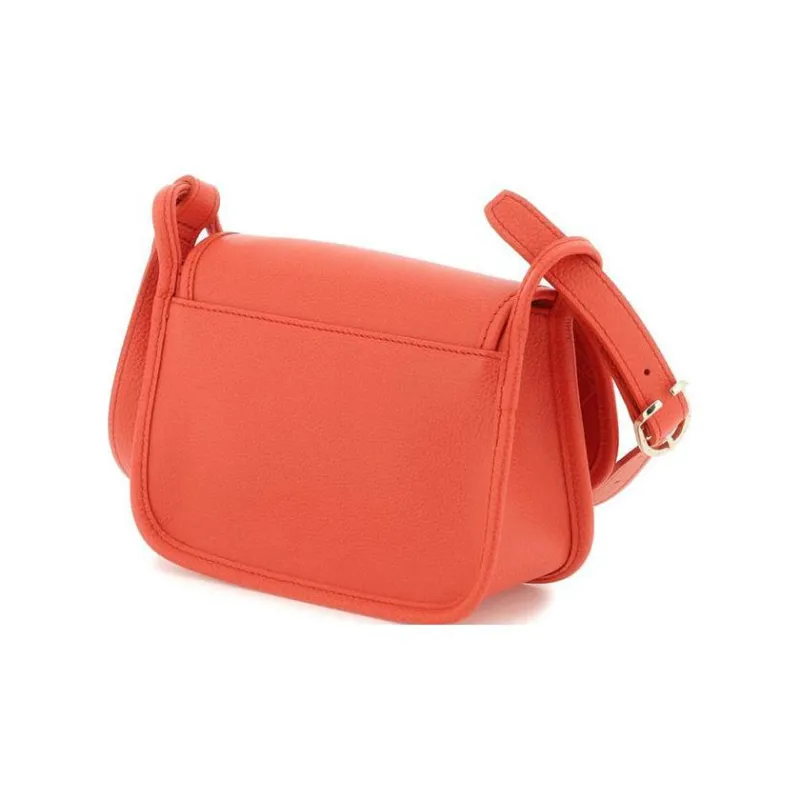 LONGCHAMP Le Foulonné Cow Leather Shoulder Bag Crossbody Bag Small Size Women's Orange-2