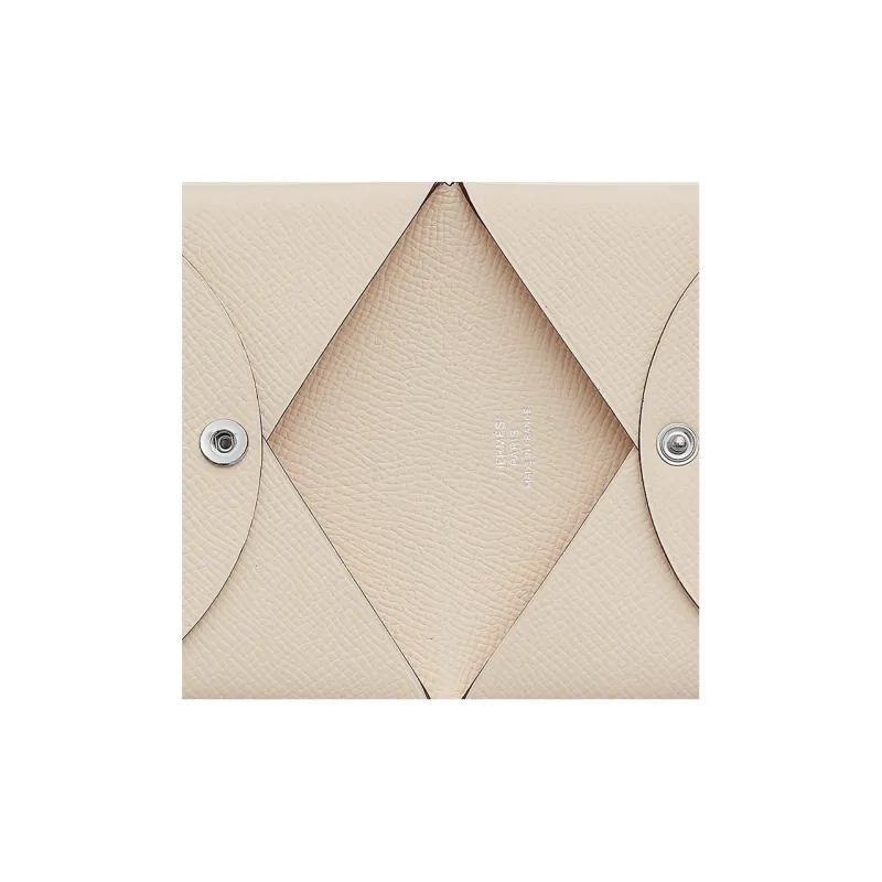 HERMES Calvi Epsom Calfskin Coin Purse Wallets Card Holders Unisex 10 Craie Milkshake White-2