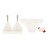 Creamy Apricot White Letter Shoulder Strap+Basic Underpants Clothing Sets