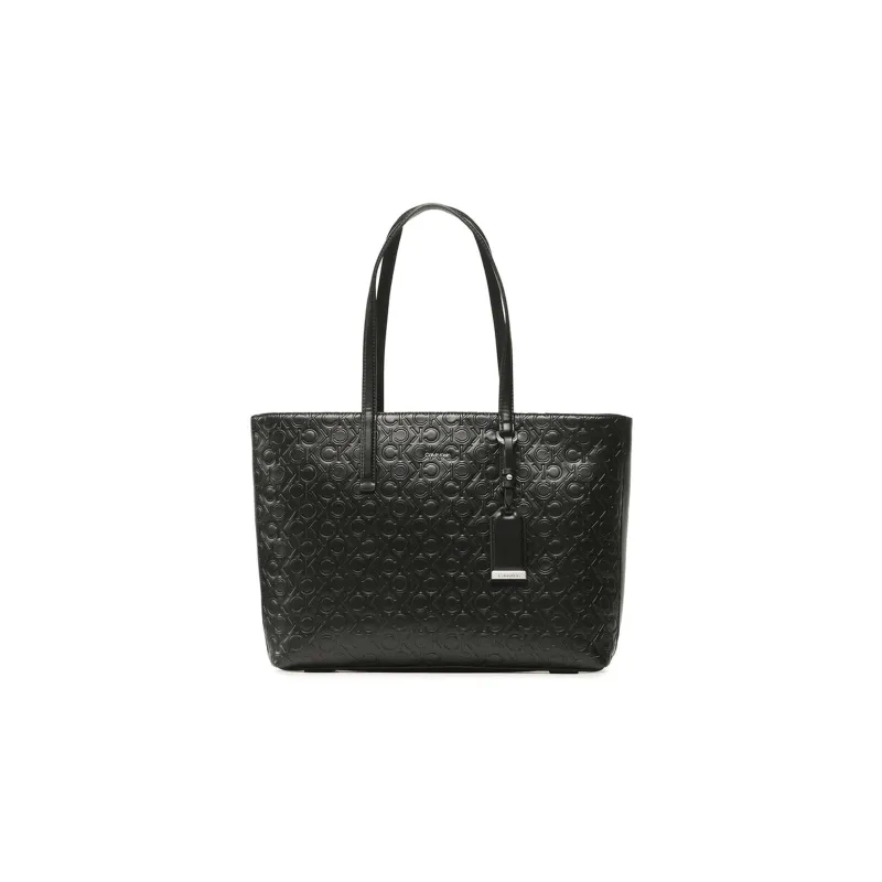 CK/Calvin Klein Artificial Leather Tote Bag Shopping Bag Handbag Women's Black-0
