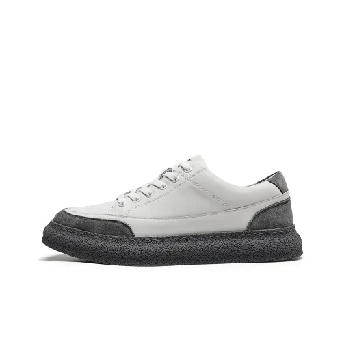 TRUMPPIPE Skateboard Shoes Men Low-Top White Gray