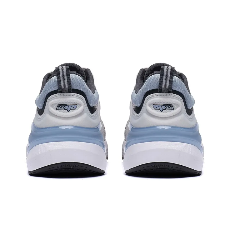 LiNing Slip Resistant, Abrasion Resistant, Breathable Low Top Running Shoes Men's Gray White Blue-3