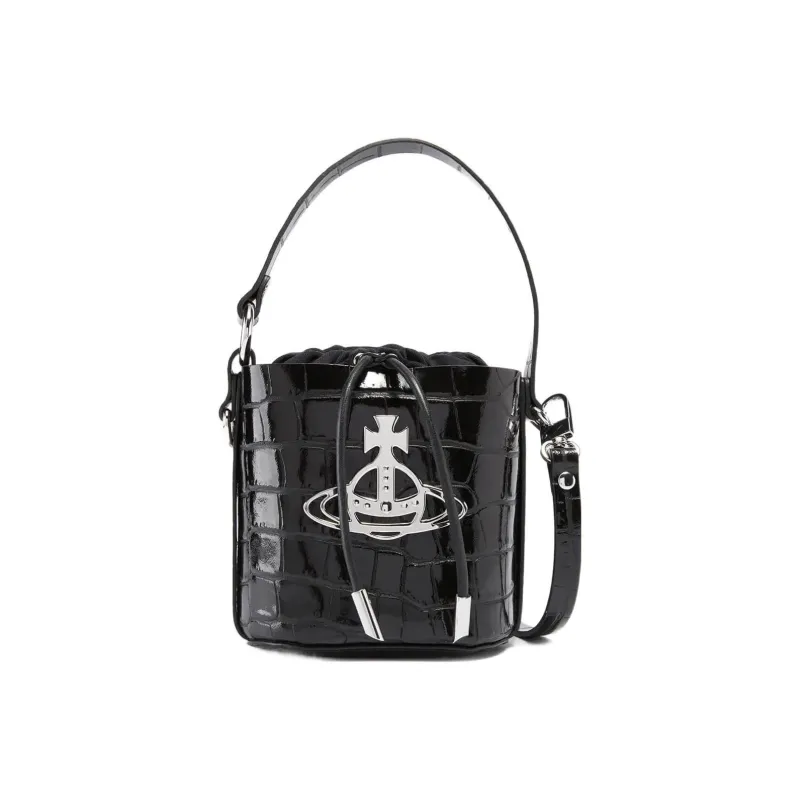 Vivienne Westwood DAISY Cow Leather Shoulder Bag, Crossbody Bag, Handbag Women's Black-1