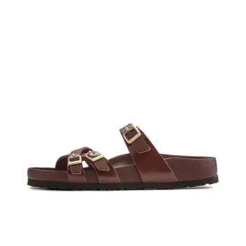 Birkenstock Franca Natural Leather Patent Narrow Fit 'High Shine Chocolate' Women's