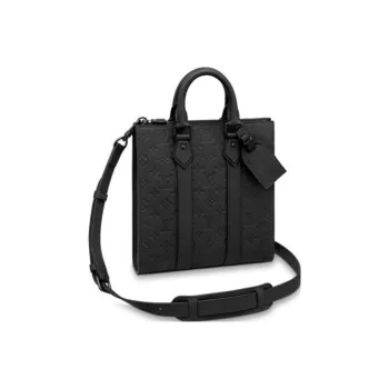 LOUIS VUITTON Sac Plat Cow Leather Sheet Music Bag, Handbag, Shoulder Bag, Crossbody Bag Regular Men's Graphite Black