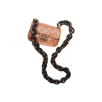 CHANEL Lambskin Pinewood Etc. Mouth Cover Bag Crossbody Bag Mini Women's Light Brown