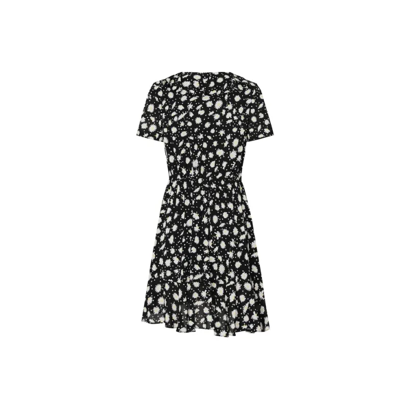 MO&CO Short Sleeved Dresses Women's Black With White Multicolor-1