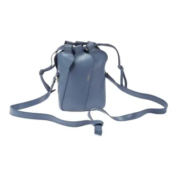 Chloe Leather Bucket Bag, Shoulder Bag, Crossbody Bag Women's Blue