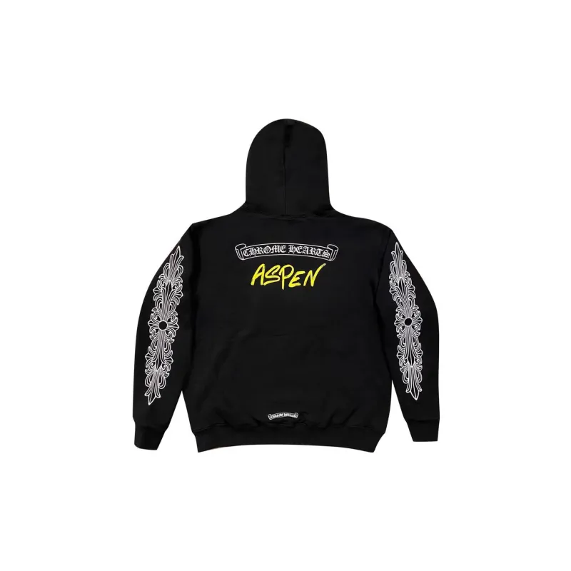 Chrome Hearts Horseshoe Floral Cross Sleeve Embroidered Hood Zip Up Hoodie-1