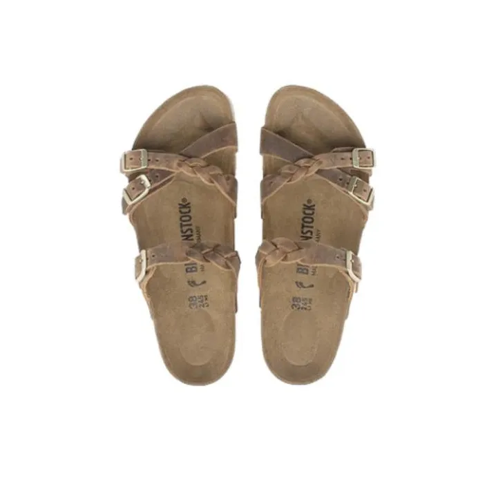 Birkenstock Franca Braided Natural Leather Oiled Narrow Fit Sandals 'Cognac' Women's-3