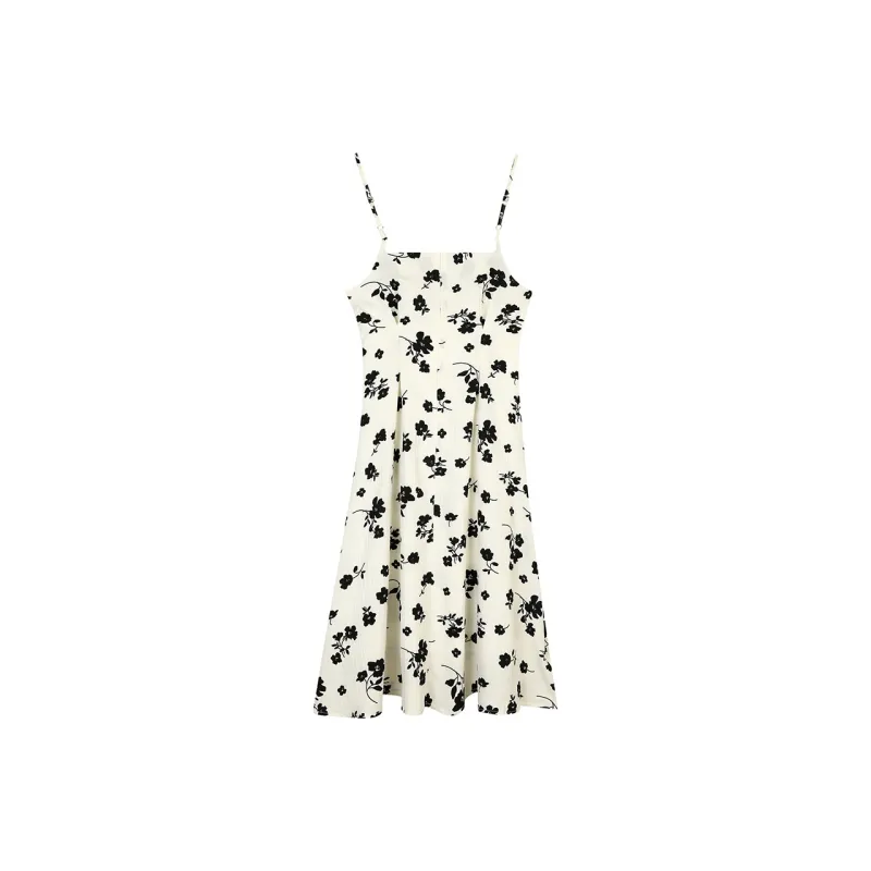 EIDOLON GRAIN Slip Dress Women's White With Black Floral-1