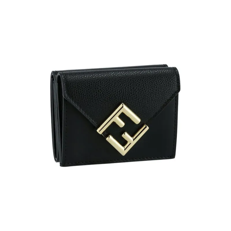 FENDI Leather Wallet Women's Black-1