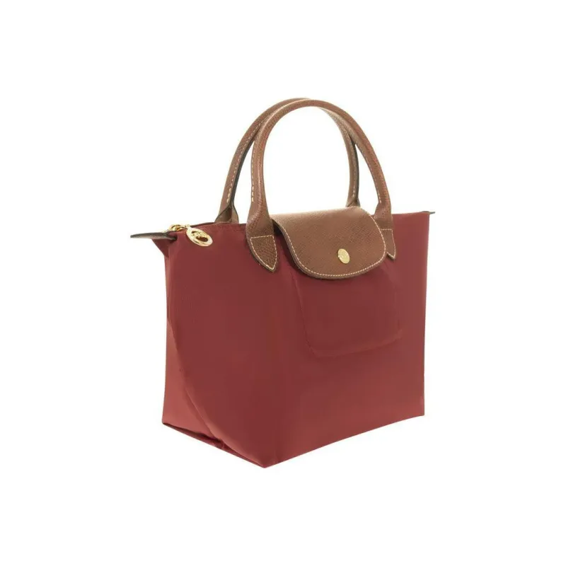LONGCHAMP Le Pliage Canvas With Leather Handbag Small Size Women's Red-1