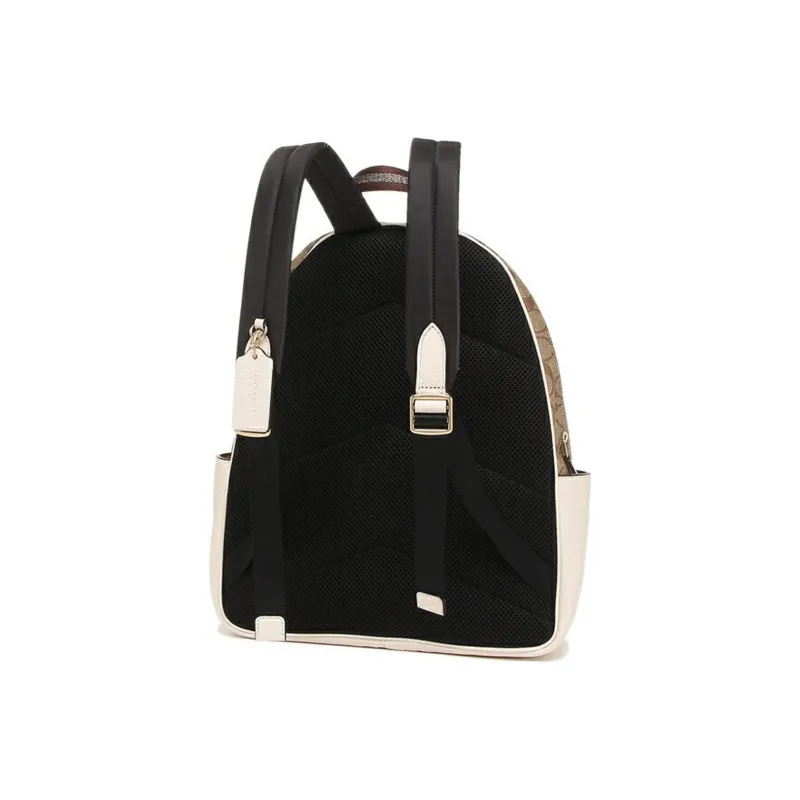 COACH Leather Patchwork With PVC Backpack Tubas Women's White & Brown Monogram-3