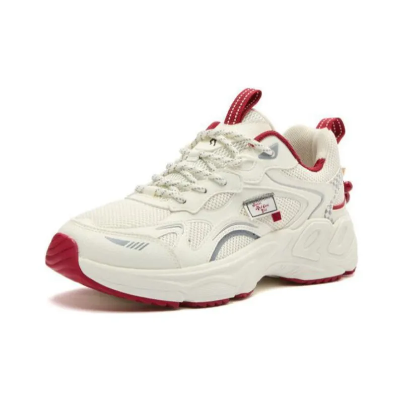 QIAODAN Cherry Shoes Running Shoes Women's Low Top White Red-2