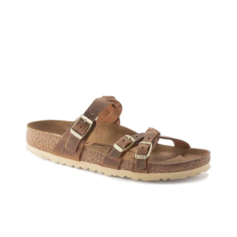 Birkenstock Franca Braided Natural Leather Oiled Narrow Fit Sandals 'Cognac' Women's-1