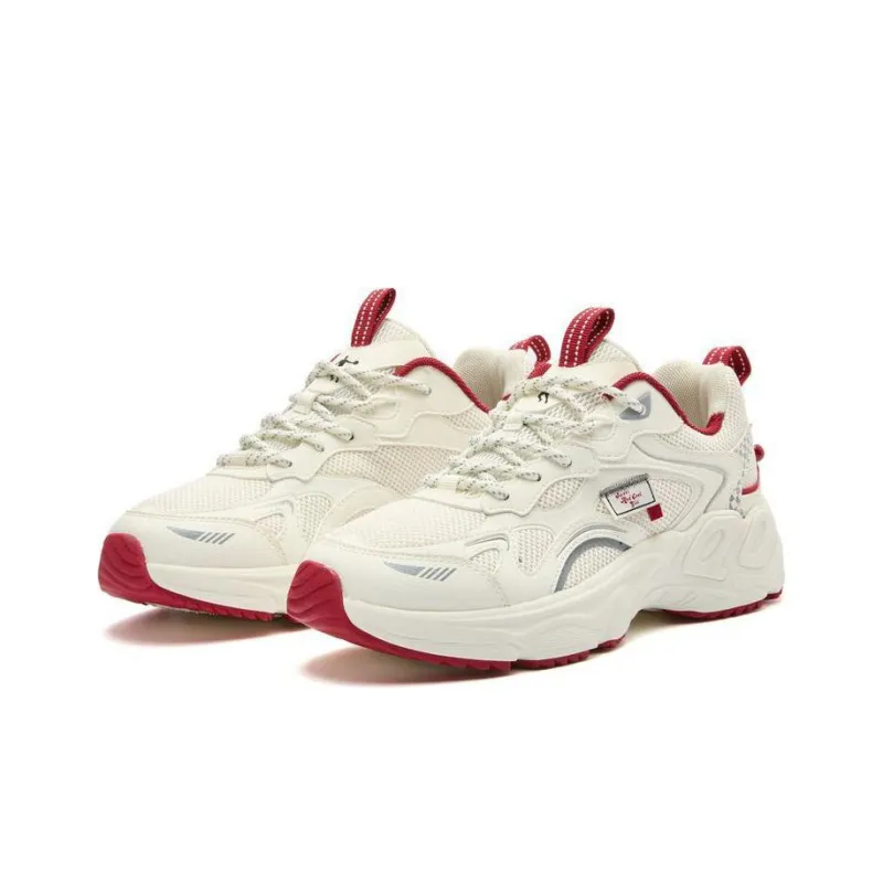 QIAODAN Cherry Shoes Running Shoes Women's Low Top White Red-3