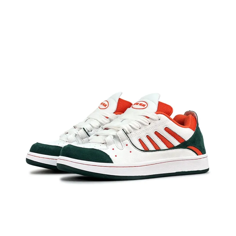 LuzaoT SUPER DRAG Puffy Shoes Stylish Skateboarding Shoes Unisex White Green Orange-2
