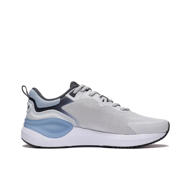 LiNing Slip Resistant, Abrasion Resistant, Breathable Low Top Running Shoes Men's Gray White Blue-1
