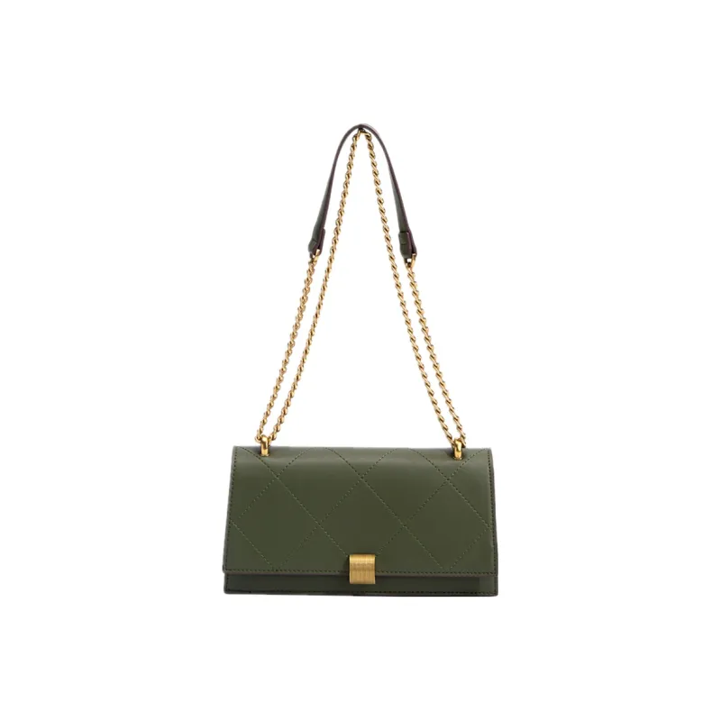 NOMK PU Baguette Bag Chain Small Square Bag Shoulder Bag Crossbody Bag Women's Green/Black/Burgundy-1
