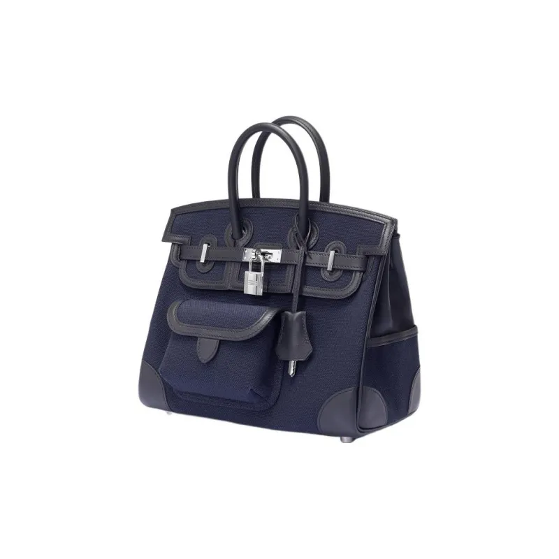 HERMES Birkin Cargo Canvas With Swift Leather Birkin Bag Handbag Unisex Noir Black-1