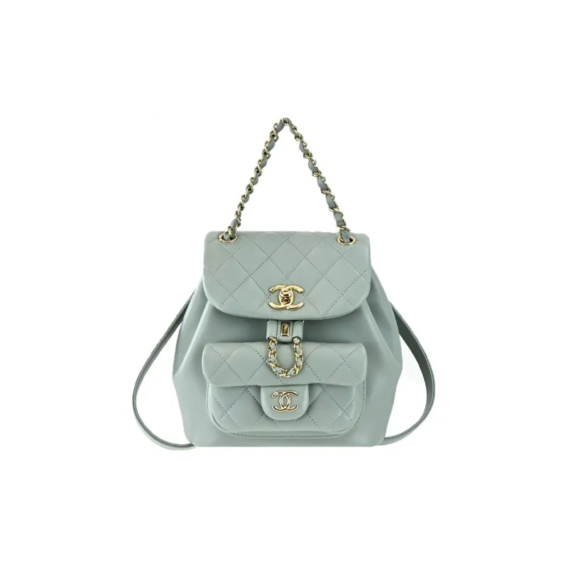 CHANEL Duma Cow Leather Backpack Women's Gray Green-3