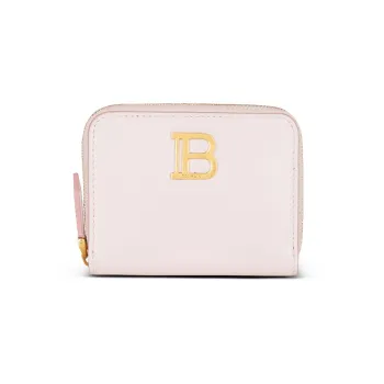 BALMAIN B-BUZZ Leather Wallet Women's Pink