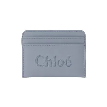 Chloe Shiny Calfskin Card Clip Card Holder Women's Blue